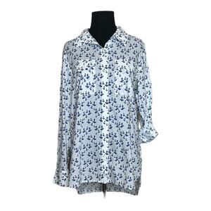 Tommy Hilfiger white blue anchor print button down shirt size M